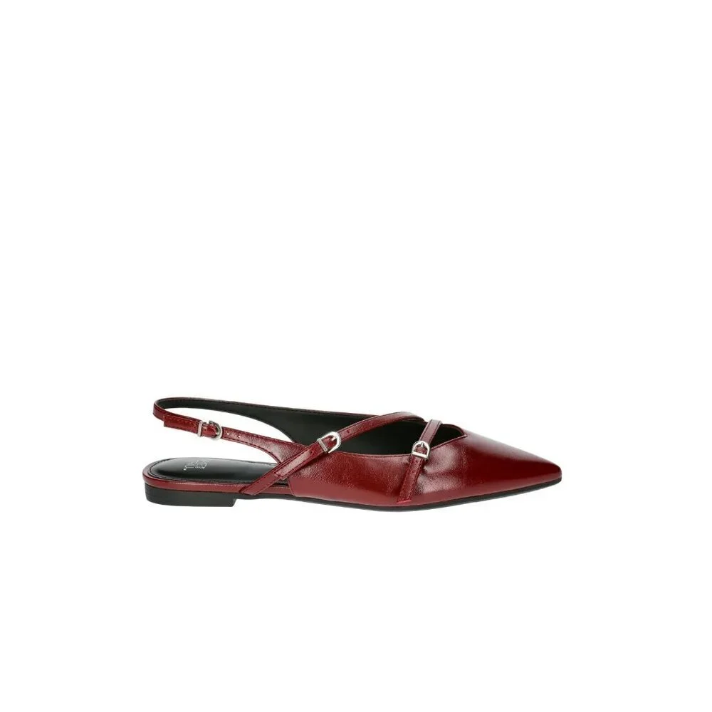 Time and Tru Women's Strappy Sling Back Flats, Size 10, Flat Heel, Burgundy